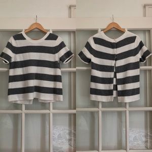 Banana Republic split back striped white sweater